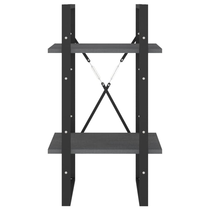 2-tier Book Cabinet Grey 40x30x70 Cm Solid Pine Wood Nblaoa