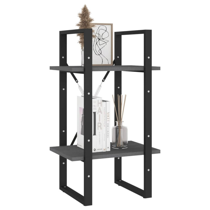 2-tier Book Cabinet Grey 40x30x70 Cm Solid Pine Wood Nblaoa