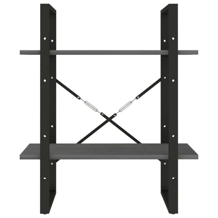 2-tier Book Cabinet Grey 60x30x70 Cm Solid Pine Wood Nblata