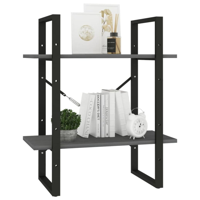 2-tier Book Cabinet Grey 60x30x70 Cm Solid Pine Wood Nblata