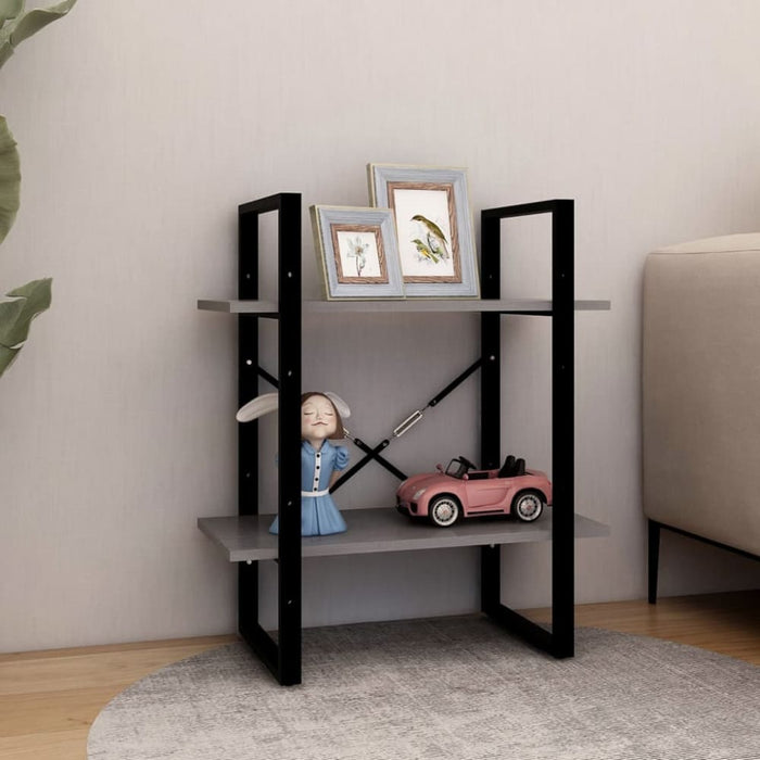 2-tier Book Cabinet Grey 60x30x70 Cm Solid Pine Wood Nblata