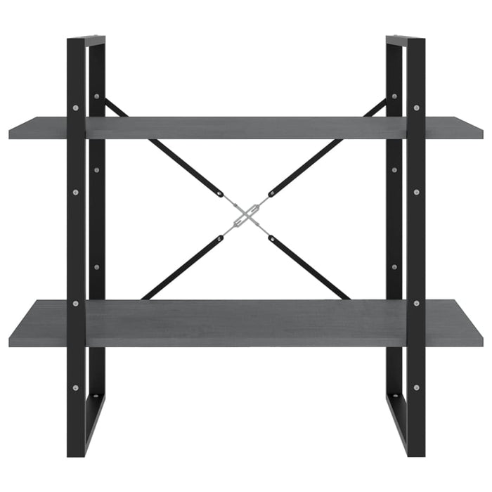 2-tier Book Cabinet Grey 80x30x70 Cm Solid Pine Wood Nblapa