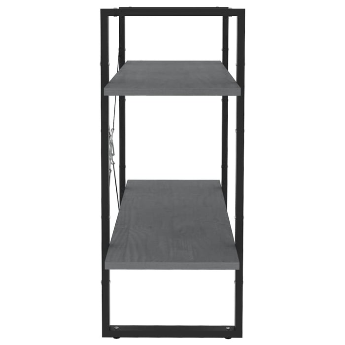 2-tier Book Cabinet Grey 80x30x70 Cm Solid Pine Wood Nblapa