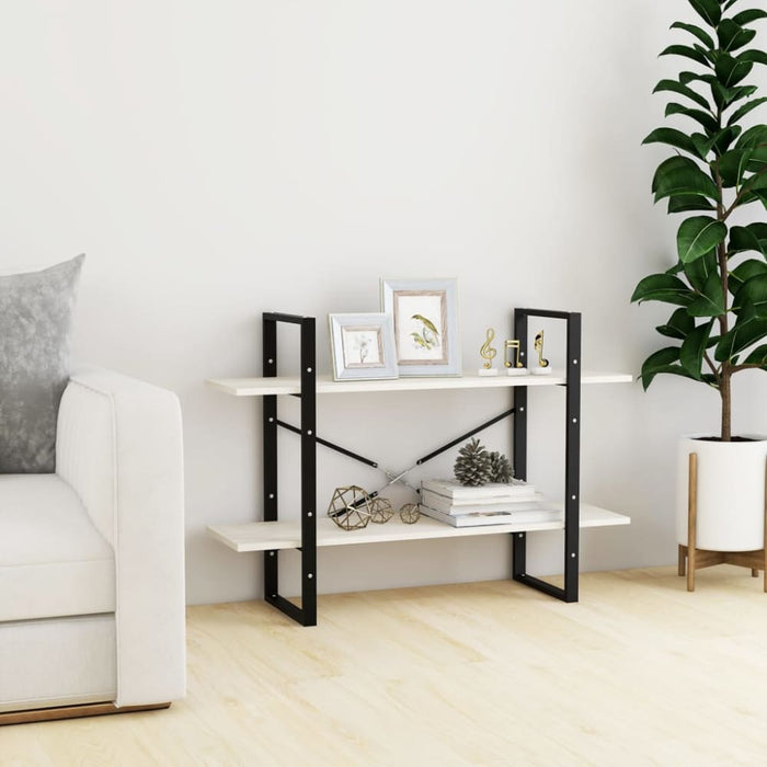 2-tier Book Cabinet White 100x30x70 Cm Solid Pine Wood