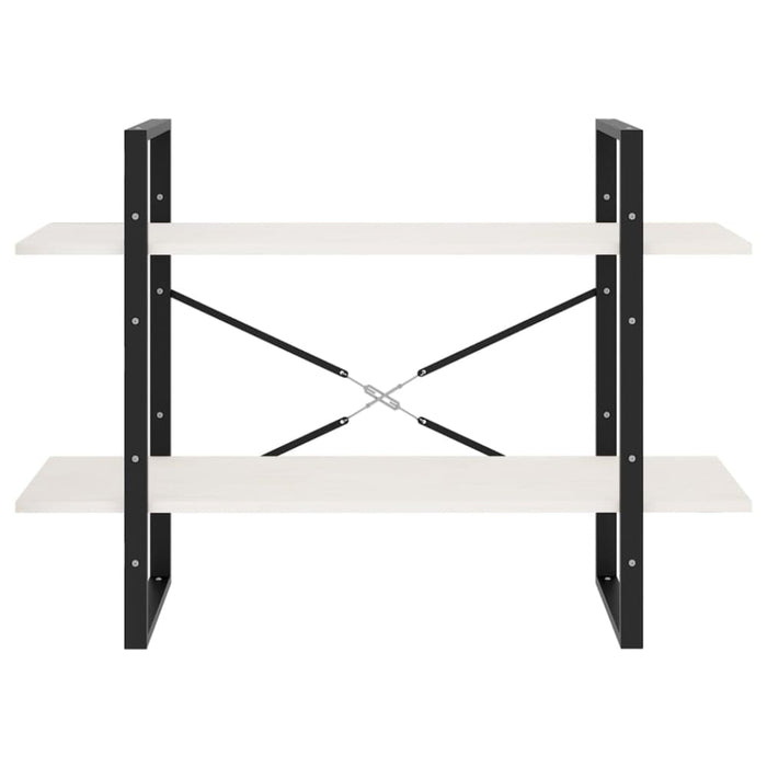 2-tier Book Cabinet White 100x30x70 Cm Solid Pine Wood