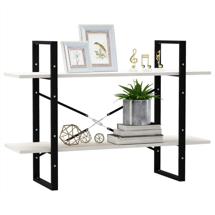 2-tier Book Cabinet White 100x30x70 Cm Solid Pine Wood