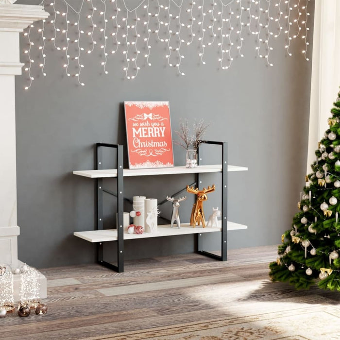 2-tier Book Cabinet White 100x30x70 Cm Solid Pine Wood