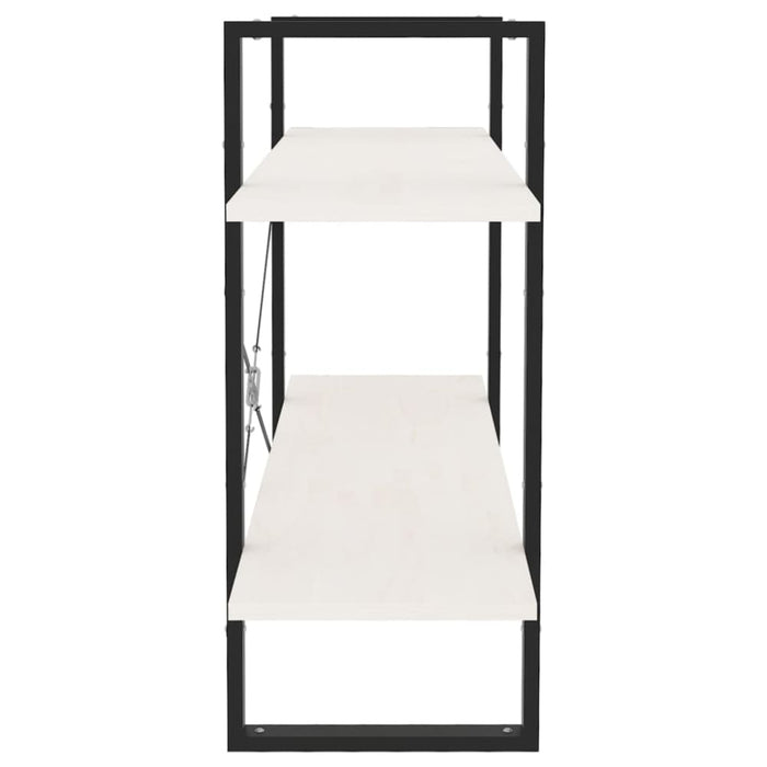 2-tier Book Cabinet White 100x30x70 Cm Solid Pine Wood