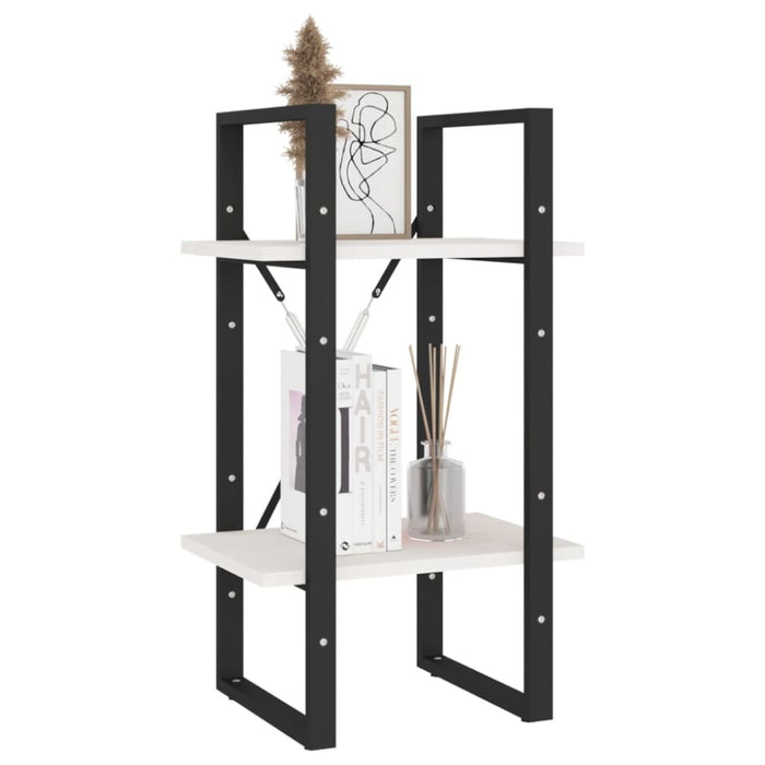 2-tier Book Cabinet White 40x30x70 Cm Solid Pine Wood Nblaot