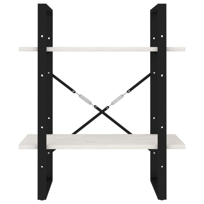 2-tier Book Cabinet White 60x30x70 Cm Solid Pine Wood Nblatt