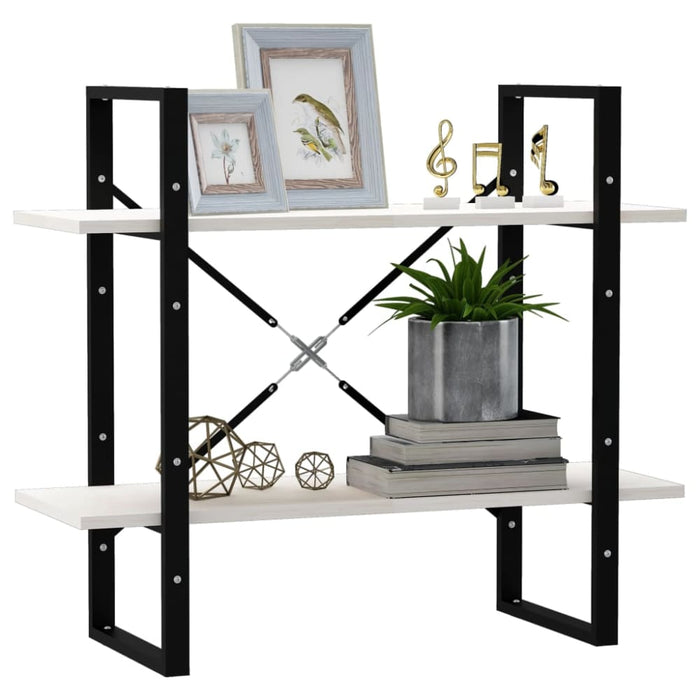 2-tier Book Cabinet White 80x30x70 Cm Solid Pine Wood Nblapt