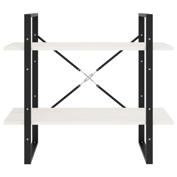 2-tier Book Cabinet White 80x30x70 Cm Solid Pine Wood Nblapt