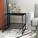 2 - tier Side Table Open Design Steel Home Shelf Compact