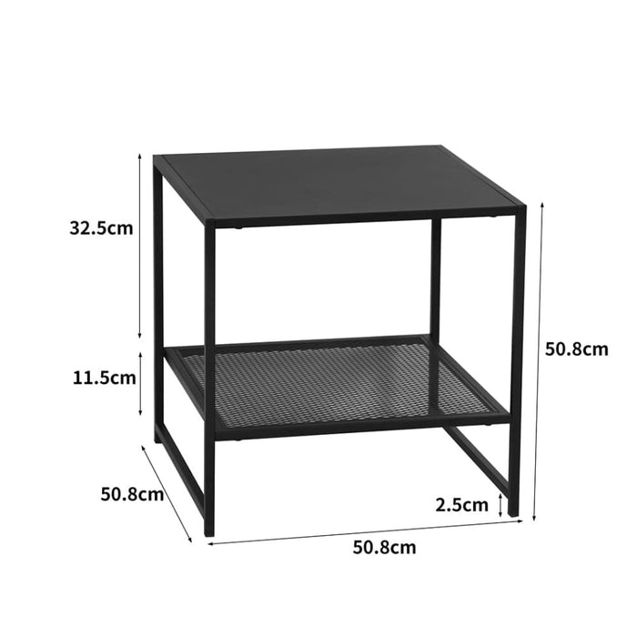 2 - tier Side Table Open Design Steel Home Shelf Compact