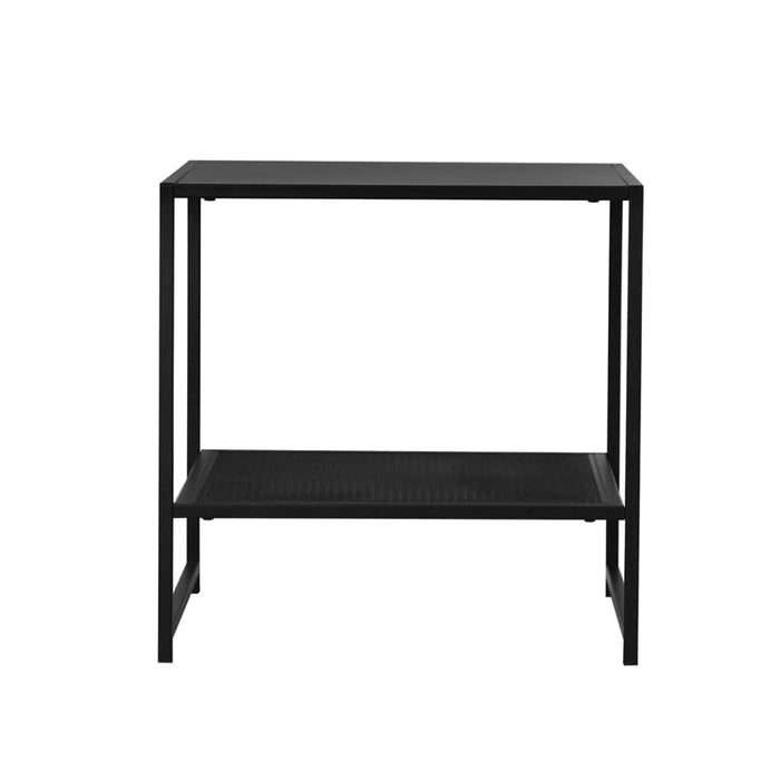 2 - tier Side Table Open Design Steel Home Shelf Compact