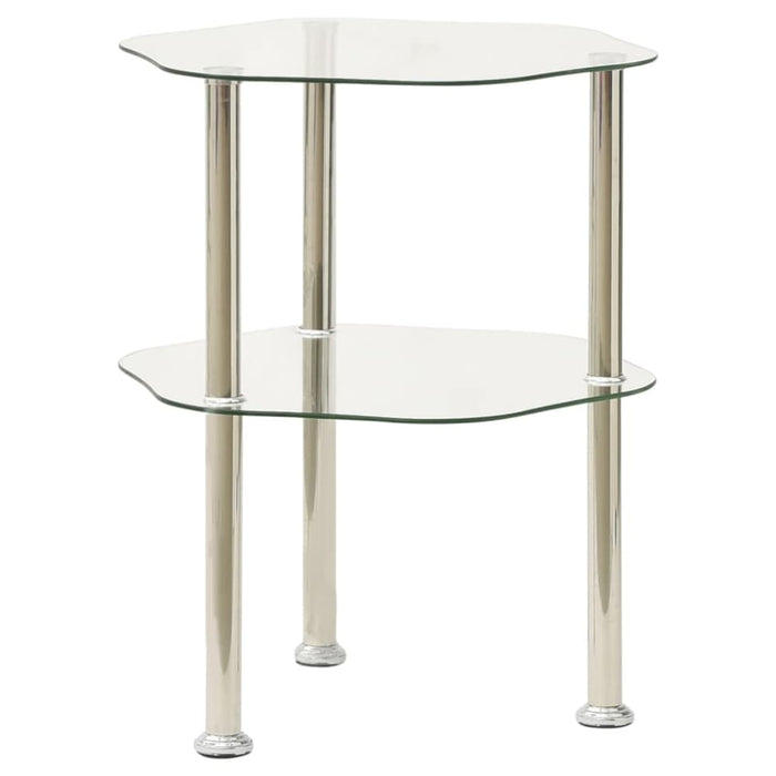 2-tier Side Table Transparent 38x38x50 Cm Tempered Glass