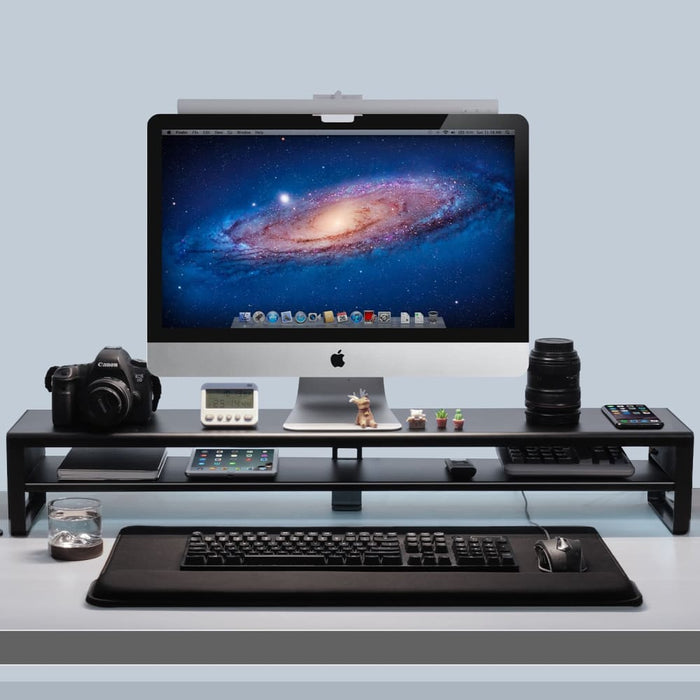 2 Tiers Dual Monitor Stand Aluminum Riser With Wireless