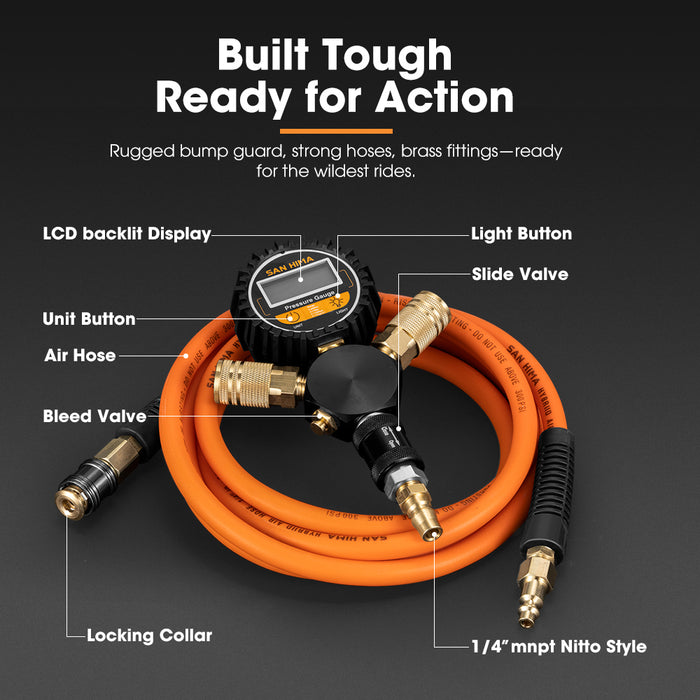 2-Way Digital Tyre Inflator 250 Psi Car Air Compressor Tire Gauge Hose