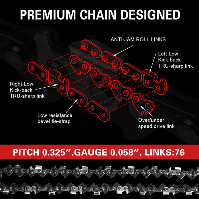 20’’ Chainsaw Bar And Chain.325 Pitch Gauge 76 Link