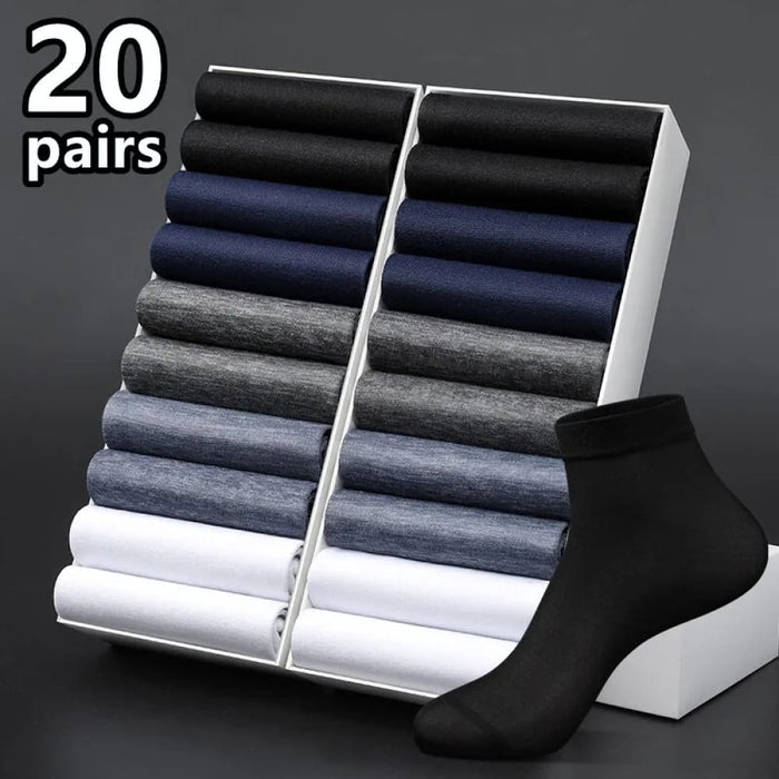 20 Pairs Mens Thin Ice Silk Mid Calf Socks Breathable