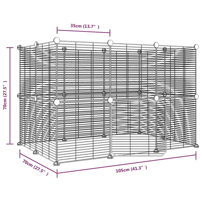 20-panel Pet Cage With Door Black 35x35 Cm Steel Tooabat