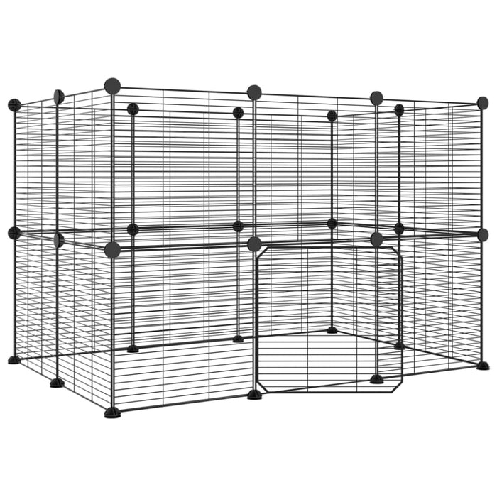 20-panel Pet Cage With Door Black 35x35 Cm Steel Tooabat