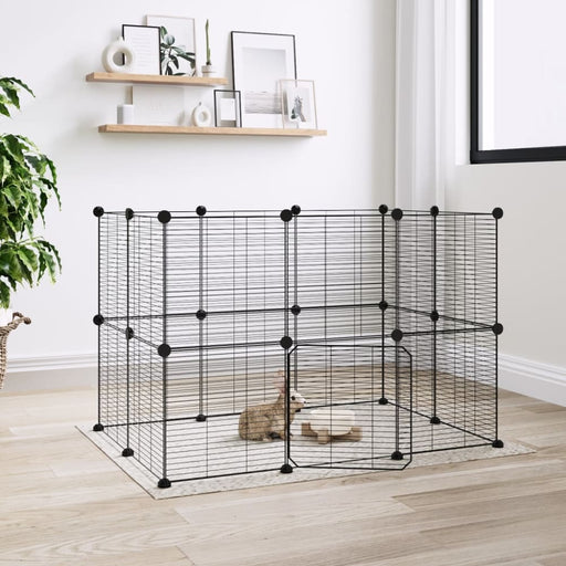 20-panel Pet Cage With Door Black 35x35 Cm Steel Tooabat