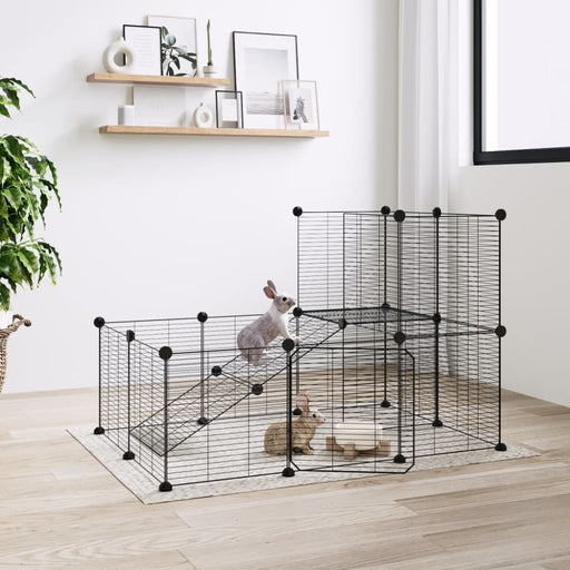 20-panel Pet Cage With Door Black 35x35 Cm Steel Tooablo