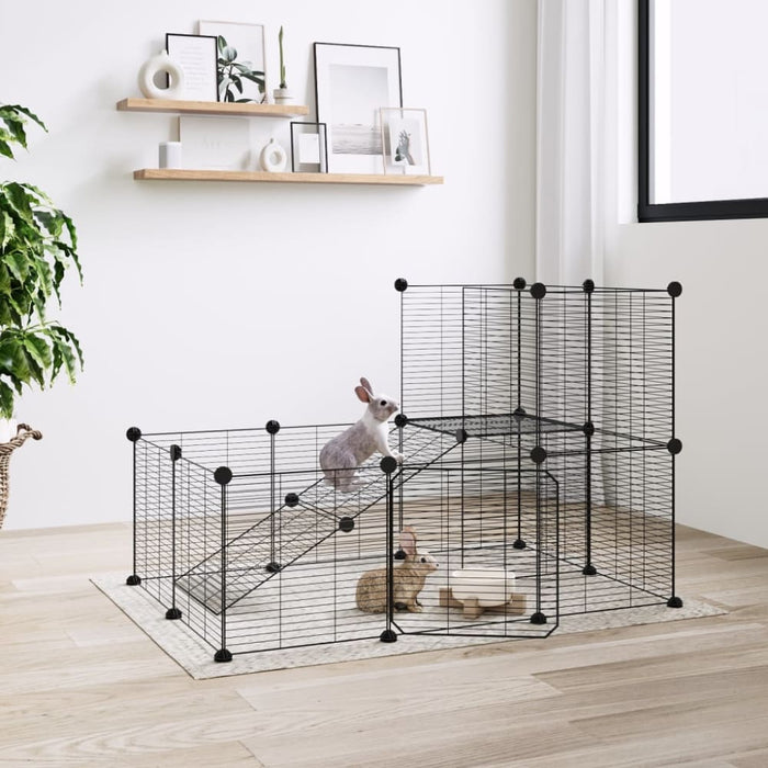 20-panel Pet Cage With Door Black 35x35 Cm Steel Tooablo