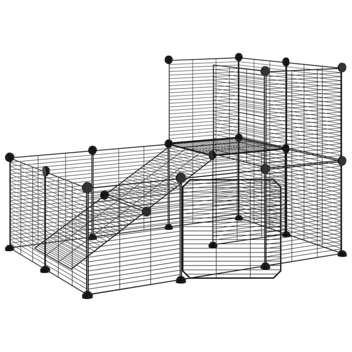 20-panel Pet Cage With Door Black 35x35 Cm Steel Tooablo