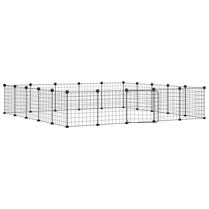 20-panel Pet Cage with Door Black 35x35 Cm Steel Tooabok