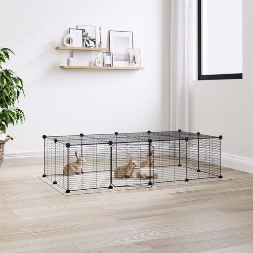 20-panel Pet Cage With Door Black 35x35 Cm Steel Tooabpn