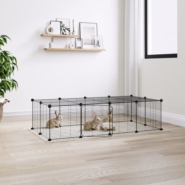 20-panel Pet Cage With Door Black 35x35 Cm Steel Tooabpn
