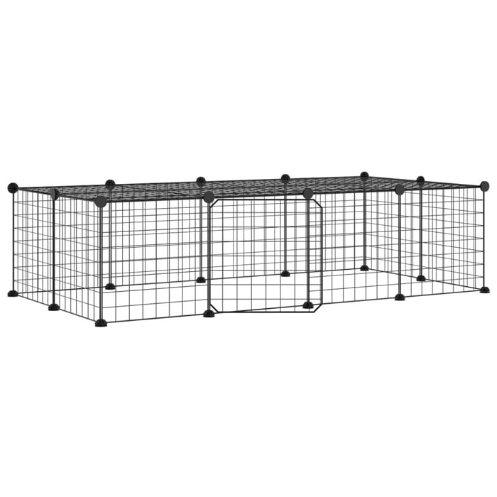 20-panel Pet Cage with Door Black 35x35 Cm Steel Tooabpp