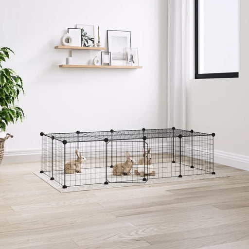 20-panel Pet Cage with Door Black 35x35 Cm Steel Tooabpp