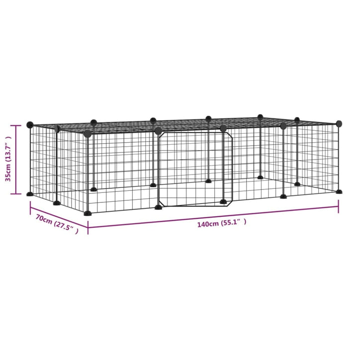 20-panel Pet Cage with Door Black 35x35 Cm Steel Tooabpp