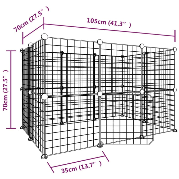 20-panel Pet Cage with Door Black 35x35 Cm Steel Tooabti
