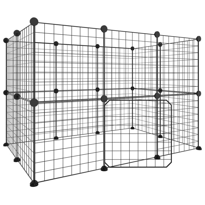 20-panel Pet Cage with Door Black 35x35 Cm Steel Tooabti