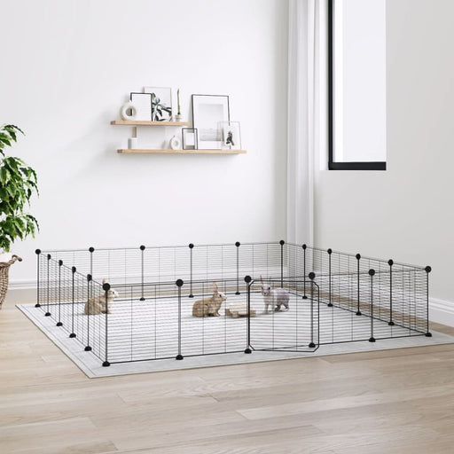 20-panel Pet Cage With Door Black 35x35 Cm Steel Tooabxp