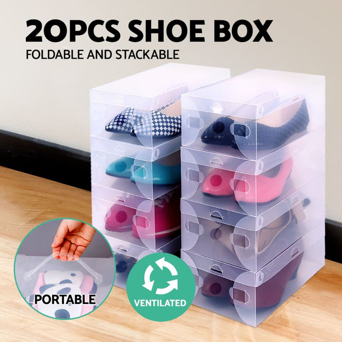 Goslash Picks Set of 20 Transparent Stackable Shoe Storage