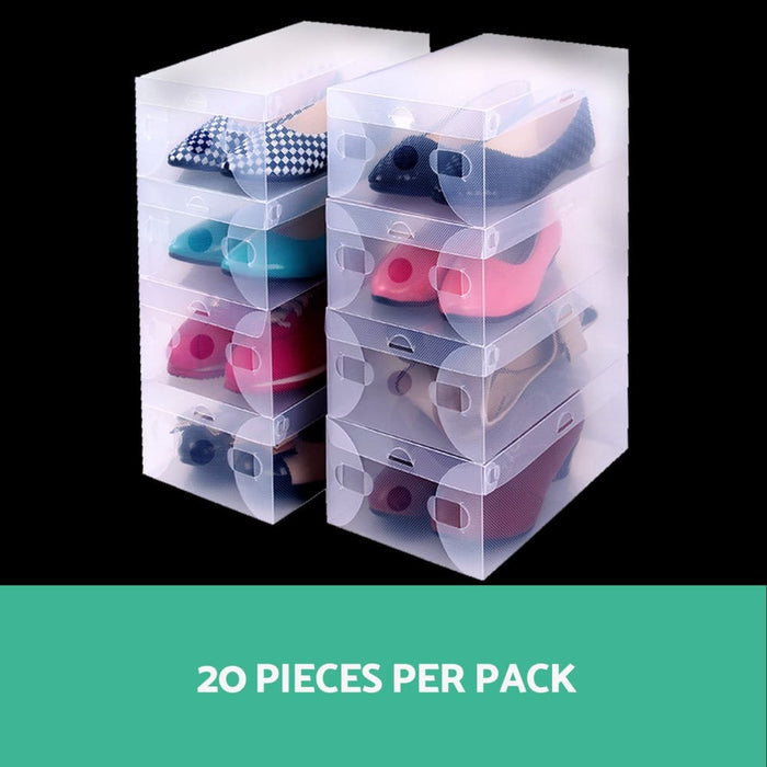 Goslash Picks Set of 20 Transparent Stackable Shoe Storage
