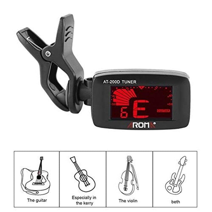 At - 200d Universal Clip On Guitar Tuner Portable Foldable