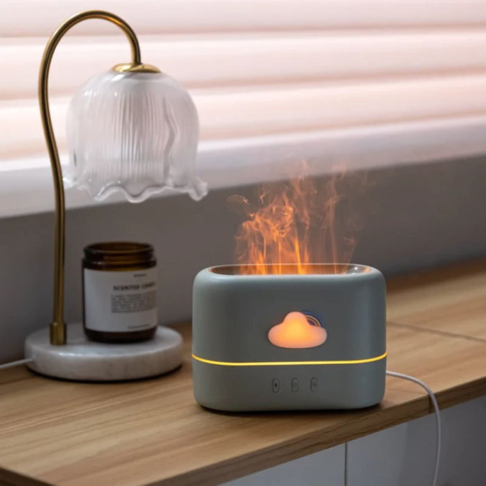 200ml Usb Air Humidifier Aroma Diffuser With Flame Light