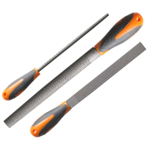 200mm Carbon Steel 3 Piece File Set with Rubber Cushion