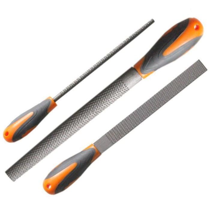 200mm Carbon Steel 3 Piece File Set with Rubber Cushion