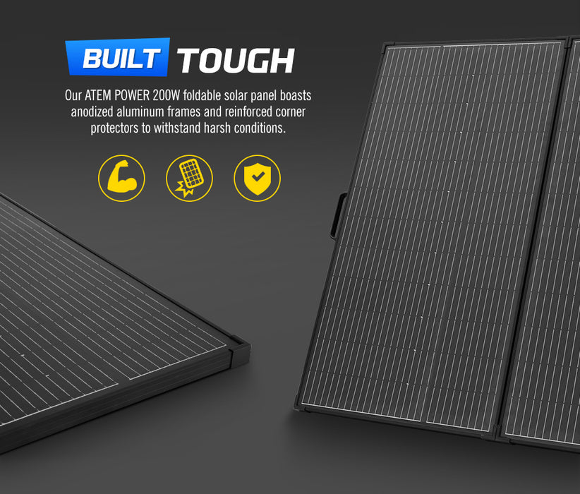 200W 12V Folding Solar Panel Kit Mono Caravan Camping Power Charge