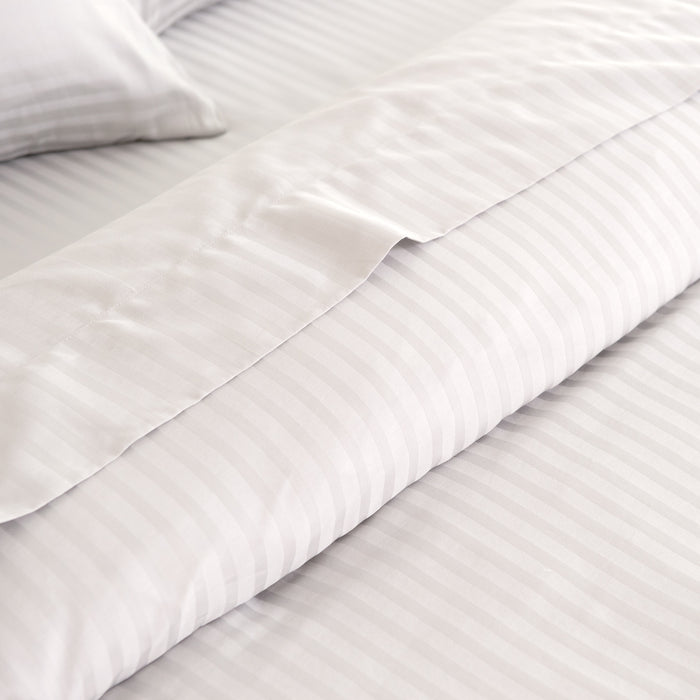 Queen Size 1200Tc Cotton Sheet Set In Stripe - White