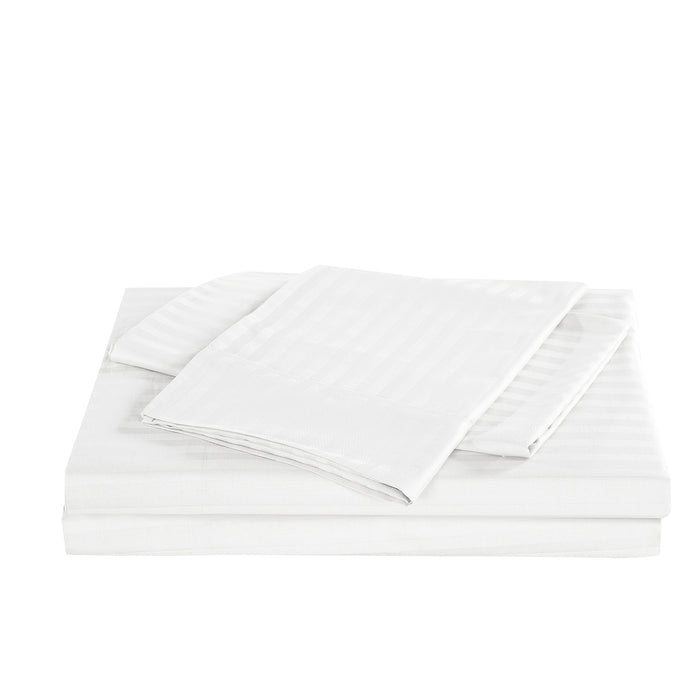 Queen Size 1200Tc Cotton Sheet Set In Stripe - White