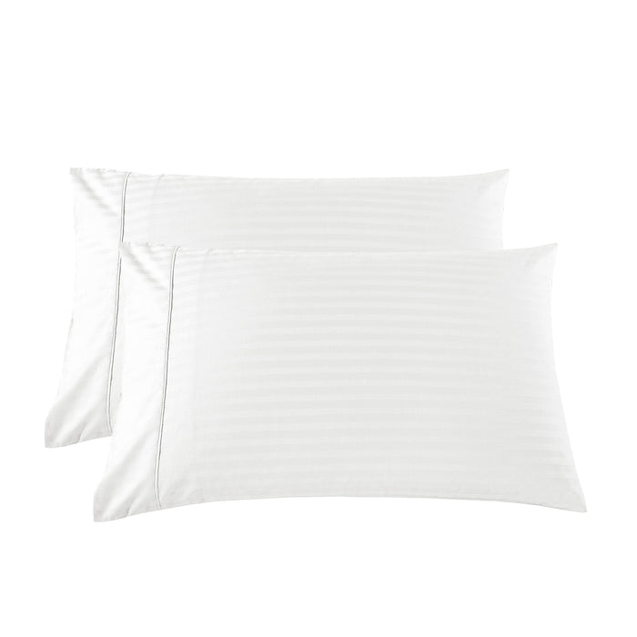 Queen Size 1200Tc Cotton Sheet Set In Stripe - White