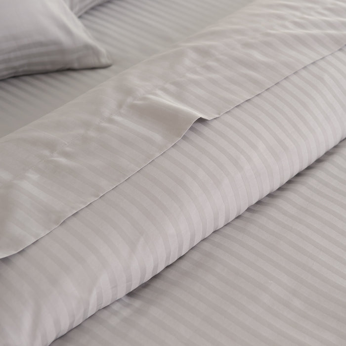 Queen Size 1200Tc Cotton Sheet Set In Stripe - Silver Grey